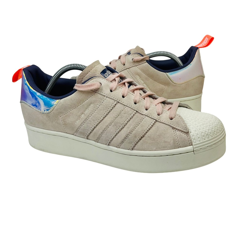 Adidas Superstar Bold Girls Are Awesome Shoes Womens 11 Sand Iridescent FW8084